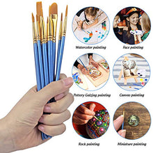 Load image into Gallery viewer, DUGATO Paint Brushes Palettes Set, 2 Packs/20pcs Round Pointed Tip Nylon Hair Brushes with 5 Paint Trays for Acrylic Watercolor Oil Gouache Tempera and Body Painting