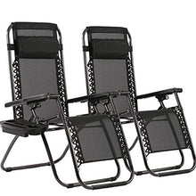 Load image into Gallery viewer, Zero Gravity Chairs Patio Set of 2 with Pillow and Cup Holder Patio Furniture Outdoor Adjustable Dining Reclining Folding Chairs for Deck Patio Beach Yard