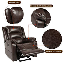 Load image into Gallery viewer, Esright Power Lift Chair Faux Leather Electric Recliner for Elderly, Heated Vibration Massage Sofa with Side Pockets, USB Charge Port & Remote Control, Dark Brown