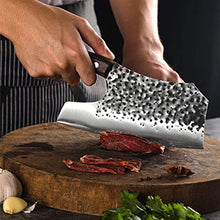 Load image into Gallery viewer, Kitory Forged Vegetable Cleaver Effort Saving Kitchen Hybrid Knife Chinese Chef's Knives Handmade Full Tang Chef Cutlery High Carbon Blade Brown Sandalwood Ergonomic Handle Good for Home & Restaurant