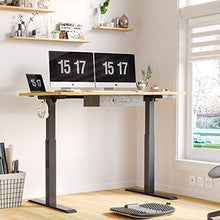 Load image into Gallery viewer, FEZIBO Electric Height Adjustable Standing Desk, 55 x 24 Inches Splice Board, Black Frame/Bamboo Top