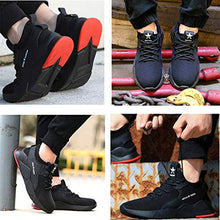 Load image into Gallery viewer, SUADEX Work Safety Shoes for Men Womens, Steel Toe Shoes Lightweight Breathable Toe Sneakers Construction Working Shoes for Hiking Trail Tennis Black