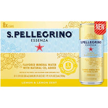 Load image into Gallery viewer, S.Pellegrino Essenza Lemon Lemon Zest Flavored Mineral Water, 11.15 fl oz. Cans (8 Count)