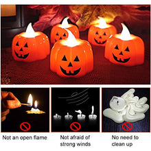 Load image into Gallery viewer, Halloween Pumpkin Lights Flameless Candles - Luminicious Flickering, Operated LED Pumpkin Light for Holiday Theme Parties Decor - 12 Pack