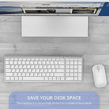 Load image into Gallery viewer, Wireless Keyboard Mouse, Seenda Ultra Thin Small Rechargeable Keyboard and Mouse Set with Number Pad, Aluminum Wireless Keyboard for Windows Laptop Computer, Silver White