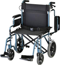 Load image into Gallery viewer, NOVA Bariatric Transport Chair with Locking Hand Brakes, Heavy Duty and Extra Wide Wheelchair with Removable & Flip Up Arms for Easy Transfer, Anti-Tippers Included, 400 lb. Weight Capacity, Blue