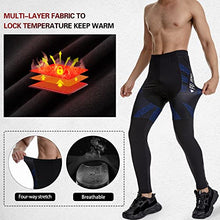Load image into Gallery viewer, FEIXIANG Cycling Pants for Men, 3D Padded Long Bike Compression Tights MTB Legging Trousers Road Bicycle Mountain Riding Wear (Fleece Blue, Medium)