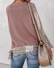 Load image into Gallery viewer, Womens Boho Patchwork Blouse Tops Waffle Knit Wrap Cross Puff Sleeve Tie Knot V Neck Summer Shirts (Pale Mauve, X-Large)