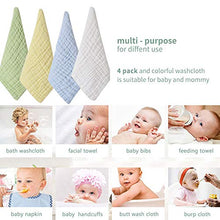 Load image into Gallery viewer, Baby Muslin Burp-Cloths 4 Pack 6 Layers HOPAI Natural Organic Cotton Baby Wipes are Absorbent and Soft for Sensitive Skin