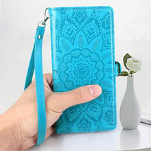 Load image into Gallery viewer, Harryshell Detachable Magnetic 12 Card Slots Wallet Case PU Leather Flip Protective Cover Wrist Strap for T-Mobile Revvl 4 Plus Revvl 4+ (Not fit REVVL 4 / REVVL 5G) (Flower Blue)
