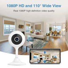 Load image into Gallery viewer, Indoor Security Camera, 1080P HD 2.4GHz WiFi Plug-in Smart Camera for Home Security, Baby/Dog/Pet/Nanny Camera Monitor with Motion Detection Night Vision Two-Way Audio, Compatible with Alexa, 2-Pack