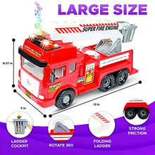 Load image into Gallery viewer, Toy Fire Truck with Lights and Sounds - 4 Sirens - Big Folding Ladder - Powerful Friction Wheels - Large Red Play Fire Engine Firetruck for Kids Toddlers Boys & Girls - Bonus: 5 Toy Figures