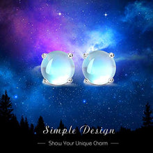 Load image into Gallery viewer, Fansilver Moonstone Earrings 925 Sterling Silver Rainbow Moonstone Stud Earrings Tiny Small Earrings Moonstone Jewelry for Women Hypoallergenic Earrings