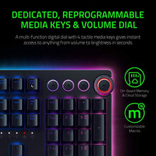 Load image into Gallery viewer, Razer Huntsman Elite Gaming Keyboard: Fastest Keyboard Switches Ever - Clicky Optical Switches - Chroma RGB Lighting - Magnetic Plush Wrist Rest - Dedicated Media Keys & Dial - Classic Black