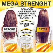 Load image into Gallery viewer, Keratin Hair Mask - Repairs Dry & Damaged Hair - Professional Keratin Hair Treatment with Avocado Oil - Aloe Vera - Vitamin E - Made in USA - Effective Keratin Complex - Anti Frizz