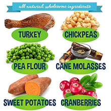 Load image into Gallery viewer, Premium Healthy Dog Jerky Treats | Grain Free Turkey Dog Treat Bites | Natural Snack Made with Turkey, Chickpeas & Molasses | No Corn, Wheat or Soy
