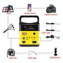 Load image into Gallery viewer, UPEOR Solar Generator Lighting System Portable Solar Power Generator Kit for Emergency Power Supply,Home & Outdoor Camping,Including MP3&FM Radio,Solar Panel,3 Sets LED Lights (Yellow)