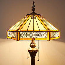 Load image into Gallery viewer, Tiffany Floor Lamp Yellow Hexagon Stained Glass Lampshade Mission Style Coffee Table Reading Lamps Antique Base Lighting W16 H64 Inch Living Room Bedroom Bookcase Bedside Desk S011 WERFACTORY