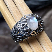 Load image into Gallery viewer, Natural Rainbow Moonstone 925 Solid Sterling Silver Men's Ring Size 8, 9, 10, 11, 12, 13