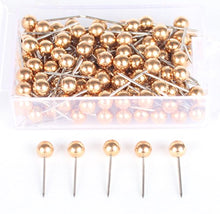 Load image into Gallery viewer, AnMiao Star 1/8 Inch Map Tacks, Push Pins, Plastic Round Head, Steel Point,100-Count,Gold Colors