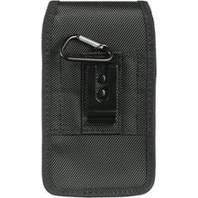Load image into Gallery viewer, Samsung Galaxy J3 , Galaxy Amp Prime , Galaxy J3 Eclipse , Amp Prime 2/Express Prime 2/Sol 2/J3 2017/J3 Mission , Rugged Pouch Case Holster Black Nylon Canvas Flap with Steel Metal Belt Clip