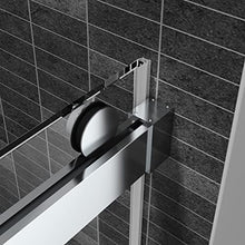 Load image into Gallery viewer, ATY Frameless Double Sliding Shower Door, Noiseless Shatterproof Bathroom Gate with Square Rail and 0.4" Tempered Glass and Buffer Function