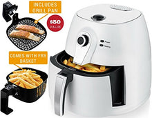Load image into Gallery viewer, Ovente Electric Air Fryer 1400 Watt Power with Non-Stick Fry Basket & Grill Pan, 3.2 Quart Air Oven and Cooker with Temperature Control and 30 Minute Timer for Frying Baking Grilling, White FAM21302W