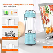 Load image into Gallery viewer, Portable Blender, Personal Size Blender Smoothies and Shakes, Mini Blender 4000mAh USB Rechargeable with Six Blades, Handheld Blender Sports,Travel,Gym (Blue)