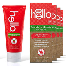 Load image into Gallery viewer, Hello Natural Wild Strawberry Flavor Fluoride Kids Toothpaste, Vegan and SLS Free, ADA Approved, For Ages 2 and Up, 4.2 Ounce (Pack of 4)