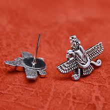 Load image into Gallery viewer, Silver Pt Farvahar Earrings Iranian Persian Farohar Earring Iran Persia Gift (Push Back)