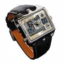 Load image into Gallery viewer, ShoppeWatch Mens Referee Sports Watch Big Square Face LED Dual Time Analog Digital Light Up Dial Stopwatch Leather Band Relojes Deportivos de Hombre Cronometros Wacht Hombre OH-112