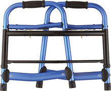 Load image into Gallery viewer, NOVA Medical Products Travel Folding Walker with Wheels, Glide Skis and Mobility Bag, Blue, 7 Pound