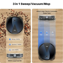 Load image into Gallery viewer, vrillo J050 Robot Vacuum and Mop Cleaner 2200Pa Strong Suction, APP&Remote Control, Wi-Fi, Compatible with Alexa and Self-Charging, Ideal for Carpet, Hard Floors, Pet Hair Cleaning