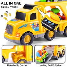 Load image into Gallery viewer, Bennol Construction Toy Trucks for 1 2 3 4 Year Old Boys, 5-in-1 Push and Go Toy Vehicle Carrier Truck with Light and Sound, Toddler Boys Toys Car for Boys Kids Aged 2+