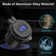 Load image into Gallery viewer, 12V USB Outlet Quick Charge 3.0, Qidoe Aluminum Metal 12V Socket 36W Dual USB Charger with LED Voltmeter Power Switch Waterproof Fast Car Charger Adapter for Car Motorcycle RV Marine Golf Cart Truck