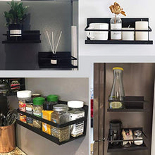 Load image into Gallery viewer, Roysili Magnetic Spice Rack Refrigerator Spice Rack Single Tier Fridge Spice Rack Magnetic Shelf Space Saving Black 2 Pack