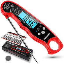 Load image into Gallery viewer, KULUNER TP-01 Waterproof Digital Instant Read Meat Thermometer with 4.6” Folding Probe Backlight & Calibration Function for Cooking Food Candy, BBQ Grill, Liquids,Beef(Red)