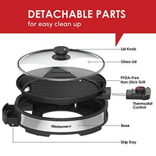 Load image into Gallery viewer, Elite Gourmet EMG6505G Smokeless Indoor Electric BBQ Grill with Glass Lid, Dishwasher Safe, PFOA-Free Nonstick, Adjustable Temperature, Fast Heat Up, Low-Fat Meals Easy to Clean Design