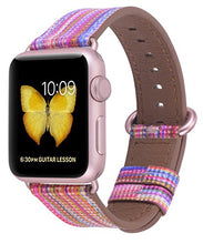 Load image into Gallery viewer, PEAK ZHANG Compatible with Apple Watch Band, 38mm 40mm Women Top Grain Leather Strap for iWatch Series 4,3,2,1 (Rainbow+Pink Rose Clasp, 38mm 40mm S/M)
