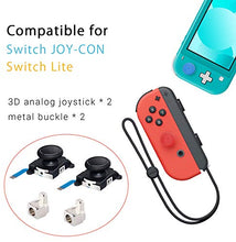 Load image into Gallery viewer, 2 Pack Joycon Joysticks, Joycon Repair Kit Joystick Replacement Parts for Nintendo Switch, Switch Lite & Switch OLED, Include Thumb Grips, Metal Lock Buckles