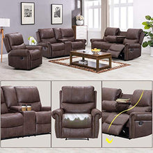 Load image into Gallery viewer, Recliner Sofa for Living Room Set Reclining Couch Sofa Chair Palomino Fabric Loveseat 3 Seater Home Theater Seating Manual Recliner Motion Home Furniture