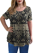 Load image into Gallery viewer, Uusollecy Women Boho Plus Size Short Sleeves Shirts, Crew Neck Casual Soft Blouse, Loose Shirt Tunic Tops for Women Teen Girl Sky Blue Medium