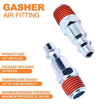 Load image into Gallery viewer, GASHER 1/4-Inch NPT Male Industrial Air Plug, Pneumatic Plugs 300PSI (20-Pack)