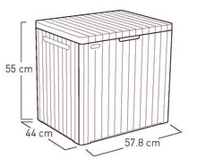 Load image into Gallery viewer, Keter City 30 Gallon Resin Deck Box for Patio Furniture, Pool Accessories, and Storage for Outdoor Toys, Brown