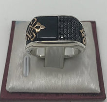 Load image into Gallery viewer, KAR 925K Stamped Sterling Silver Black Onyx w/ 36 Cubic Zircone Stone Men's Ring K7A (8)