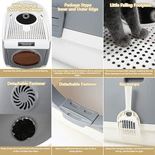 Load image into Gallery viewer, DADYPET Cat Litter Box, Hooded Kitty Litter Box Two-Door Top-Entry Front-Entry Self Cleaning Large Covered Litter Pan with Lid Scoop Gray