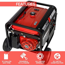 Load image into Gallery viewer, Durostar DS10000E Gas Powered 10000 Watt Electric Start Portable Generator, Red/Black