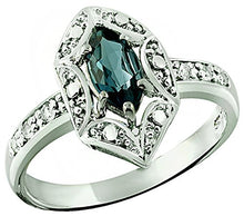 Load image into Gallery viewer, RB Gems Sterling Silver 925 Ring Genuine Gemstone Marquise Shape 0.70 Carat with Rhodium-Plated Finish (10, London-Blue-Topaz)