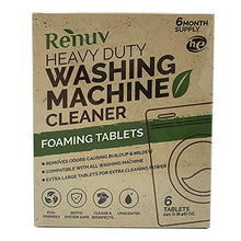 Load image into Gallery viewer, Renuv Washing Machine Cleaner For Front Load, Top Load or HE, Slow Dissolving Huge 40g Eco Friendly Tablets For Maximum Effect Deep Clean Your Washer Where Others Fail