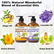 Load image into Gallery viewer, Massage Oil for Massage Therapy Kit,Ginger Oil Lymphatic Drainage-Arnica Sore Muscle Oil Massage &Lavender Oil Relaxing Massage Oils,Massage Kit With Massage Roller Ball Valentines Gifts for Men Women